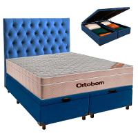 Conjunto Cama Box Bau Blindado Queen + Colchão Molas Ensacadas Airtech Ortobom + Cabeceira - 1
