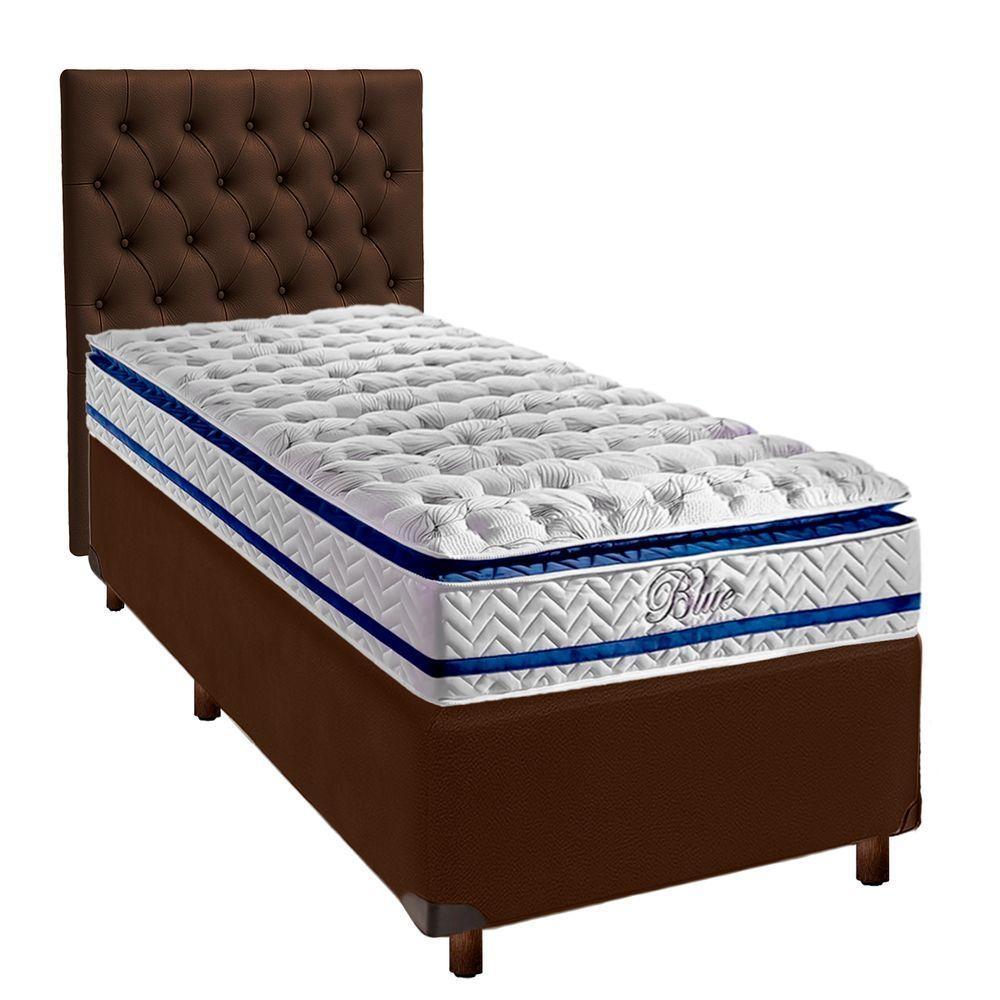 Kit Cabeceira + Cama Box + Colchão Solteiro Molas Ensacadas Blue Paropas - 1