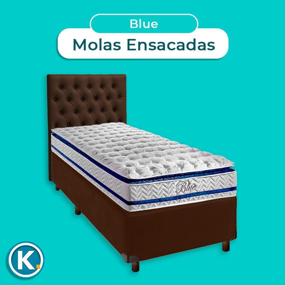 Kit Cabeceira + Cama Box + Colchão Solteiro Molas Ensacadas Blue Paropas - 4