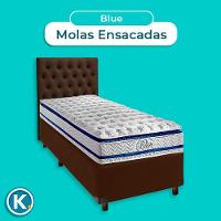 Kit Cabeceira + Cama Box + Colchão Solteiro Molas Ensacadas Blue Paropas