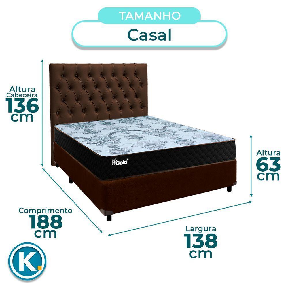 Kit Cabeceira + Cama Box + Colchão Casal Molas Ensacadas Life Gold Paropas - 3
