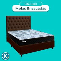 Kit Cabeceira + Cama Box + Colchão Casal Molas Ensacadas Life Gold Paropas