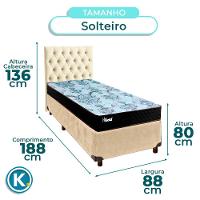 Cama + Box Perola E Colchão Molas Ensacadas Solteiro - Life Gold Paropas + Cabeceira - 3