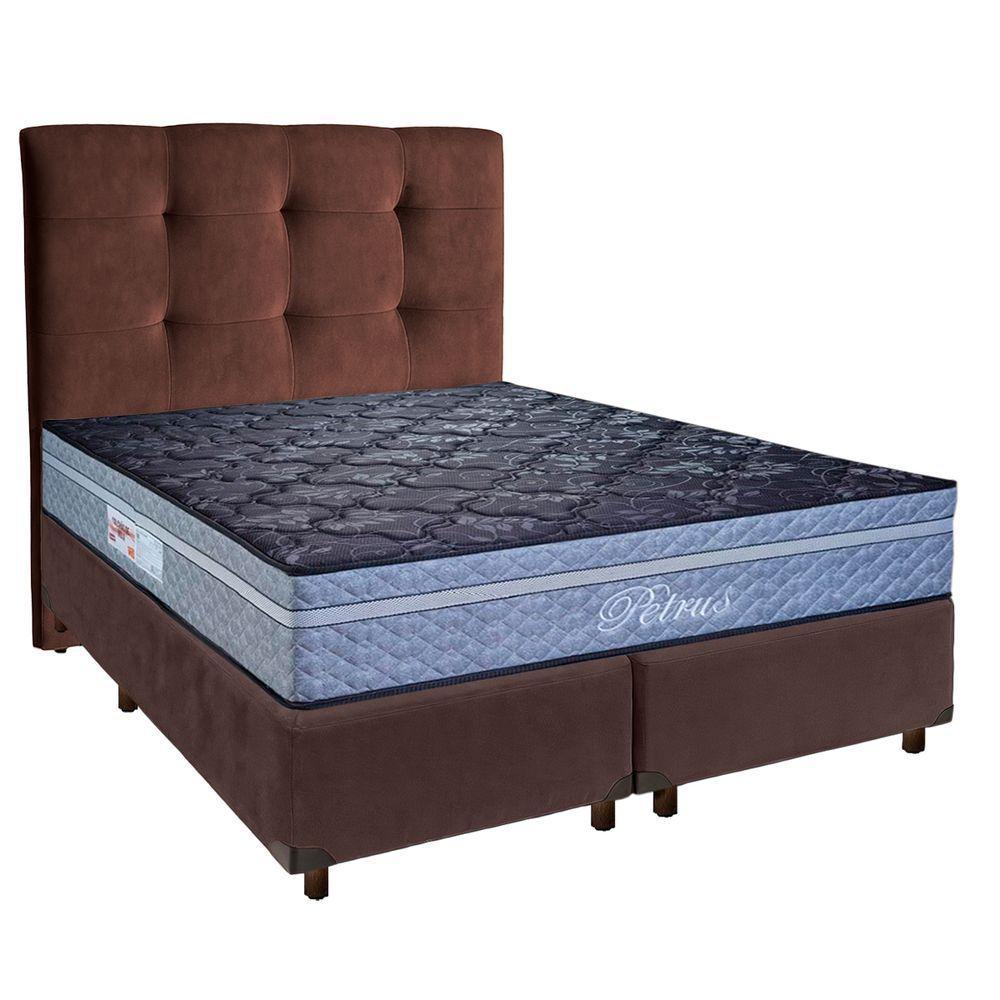 Cama Box + Colchão Casal Molas Ensacadas Petrus Paropas + Cabeceira Estofada - 1
