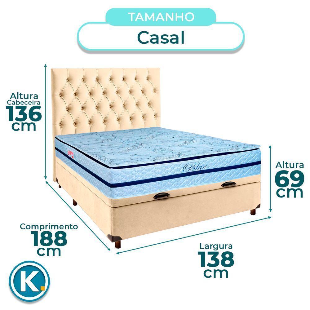 Cama + Bau Perola E Colchão Molas Ensacadas Casal - Blue Paropas + Cabeceira - 3