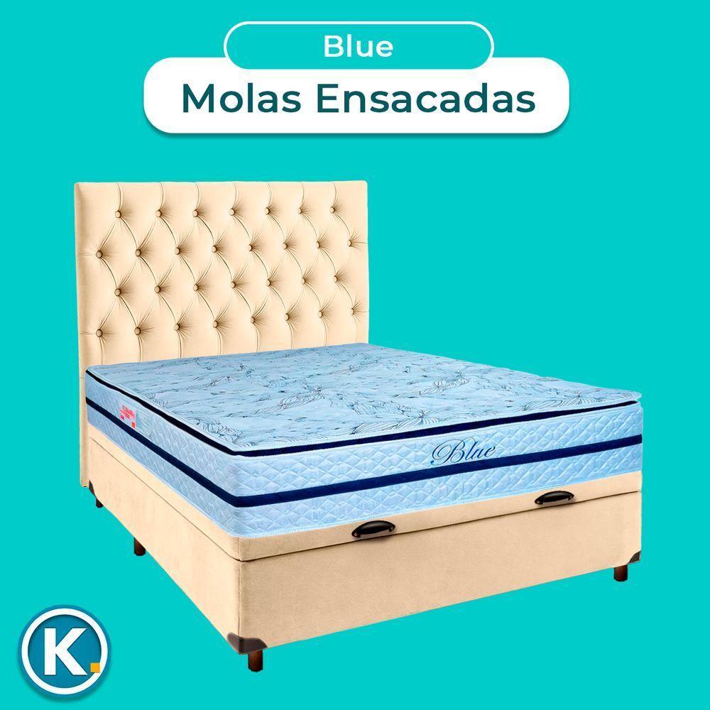 Cama + Bau Perola E Colchão Molas Ensacadas Casal - Blue Paropas + Cabeceira - 4