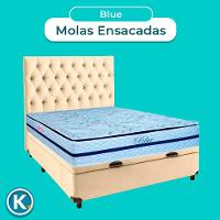 Cama + Bau Perola E Colchão Molas Ensacadas Casal - Blue Paropas + Cabeceira