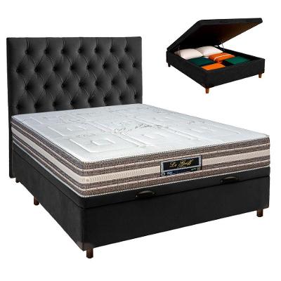 Cama Box Bau + Colchão Casal Molas Ensacadas Legriff Sankonfort + Cabeceira Estofada