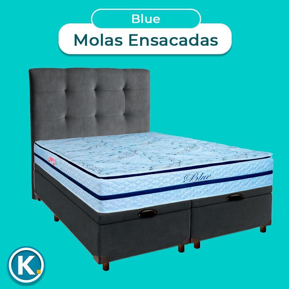Conjunto Cama Box Bau Blindado Queen + Colchão Molas Ensacadas Blue Paropas + Cabeceira - 4