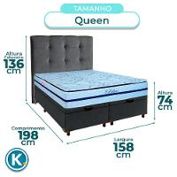 Conjunto Cama Box Bau Blindado Queen + Colchão Molas Ensacadas Blue Paropas + Cabeceira - 3
