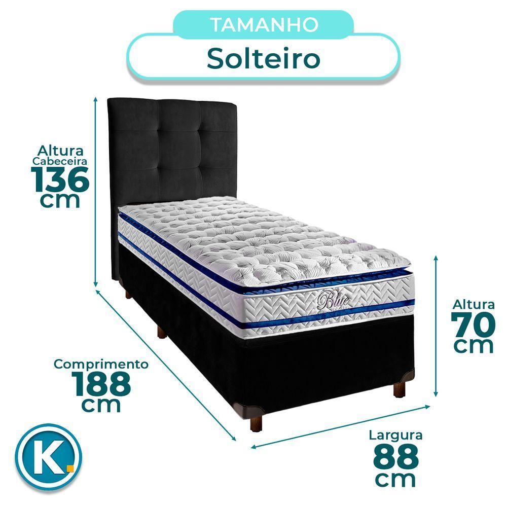 Cama Box + Colchão Solteiro Molas Ensacadas Blue Paropas + Cabeceira Estofada - 3