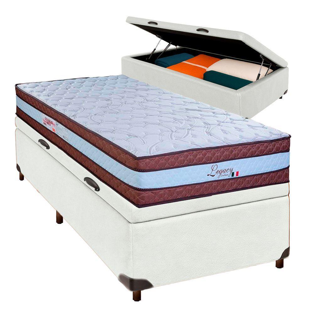 Cama + Bau Blindado E Colchão Molas Ensacadas Solteiro - Legaccy Paropas - 1