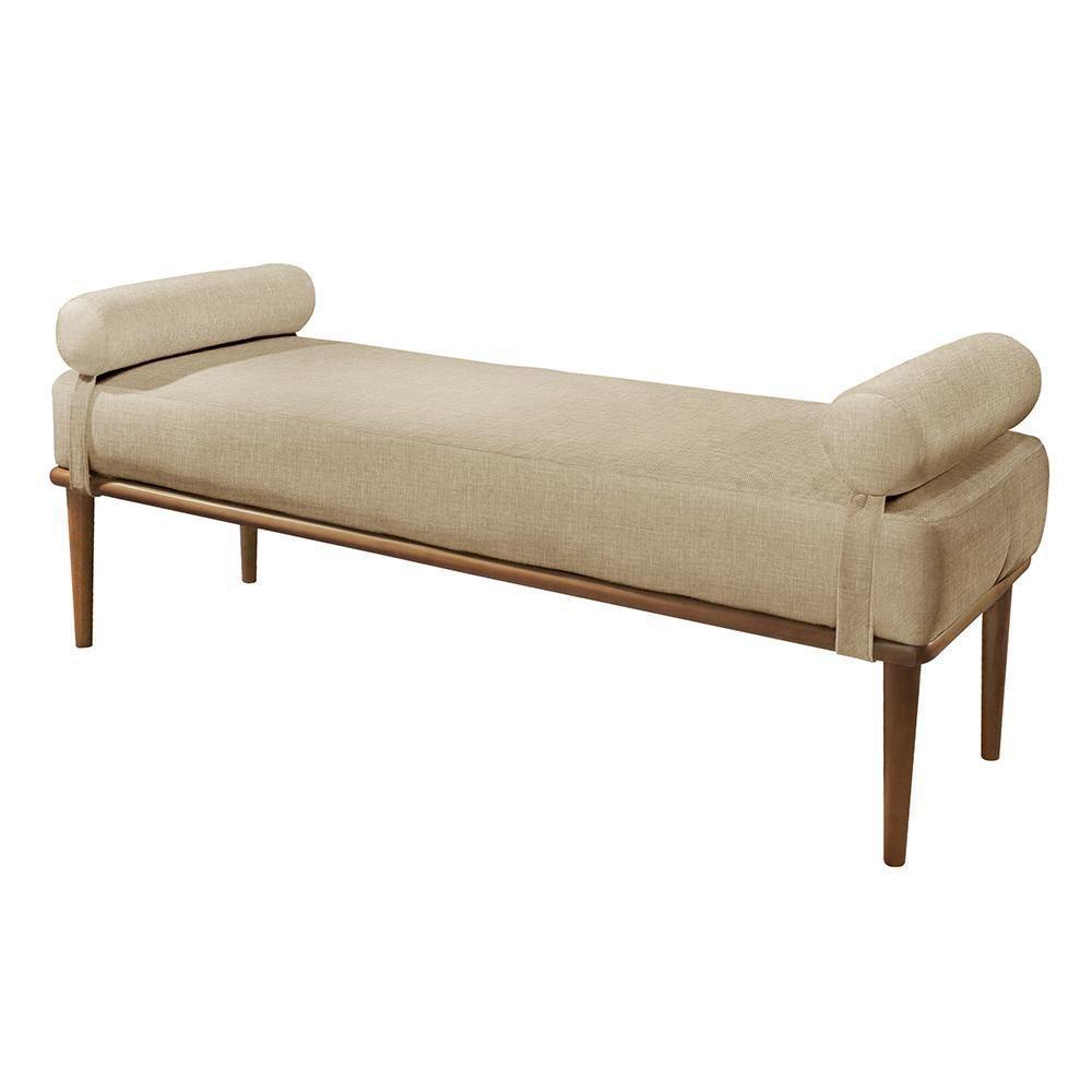 Recamier Banco Berlim Luxo Madeira Maciça Castellar Móbile Linho Bege Linho Bege - 1