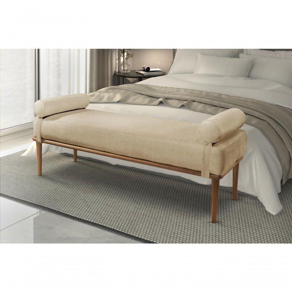 Recamier Banco Berlim Luxo Madeira Maciça Castellar Móbile Linho Bege Linho Bege - 2