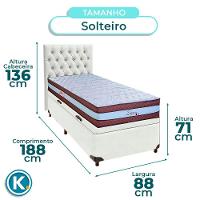 Cama Box Bau + Colchão Solteiro Molas Ensacadas Legaccy Paropas + Cabeceira Estofada - 3