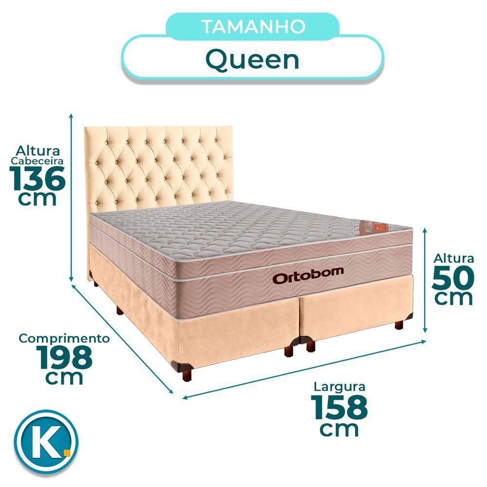 Cama + Box Perola E Colchão Ortobom Molas Ensacadas Queen - Airtech + Cabeceira - 3
