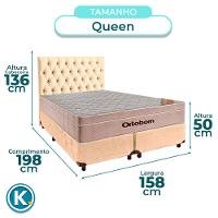Cama + Box Perola E Colchão Ortobom Molas Ensacadas Queen - Airtech + Cabeceira - 3