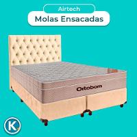 Cama + Box Perola E Colchão Ortobom Molas Ensacadas Queen - Airtech + Cabeceira