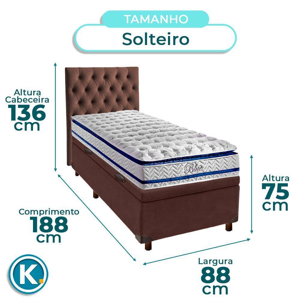 Conjunto Cama Box Bau Marrom Solteiro + Colchão Molas Ensacadas Blue Paropas + Cabeceira - 3