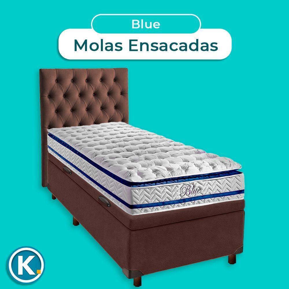Conjunto Cama Box Bau Marrom Solteiro + Colchão Molas Ensacadas Blue Paropas + Cabeceira - 4