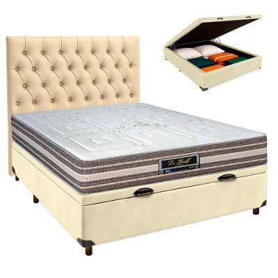 Kit Cabeceira + Cama Box Bau + Colchão Casal Molas Ensacadas Legriff Sankonfort
