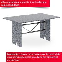 Conjunto De Mesa Tubular 6 Cadeiras 140x75cm Mart Prata Com Tampo Em Granito Ocre Letícia 070 - Tudo De Móveis Preto Floral - 5
