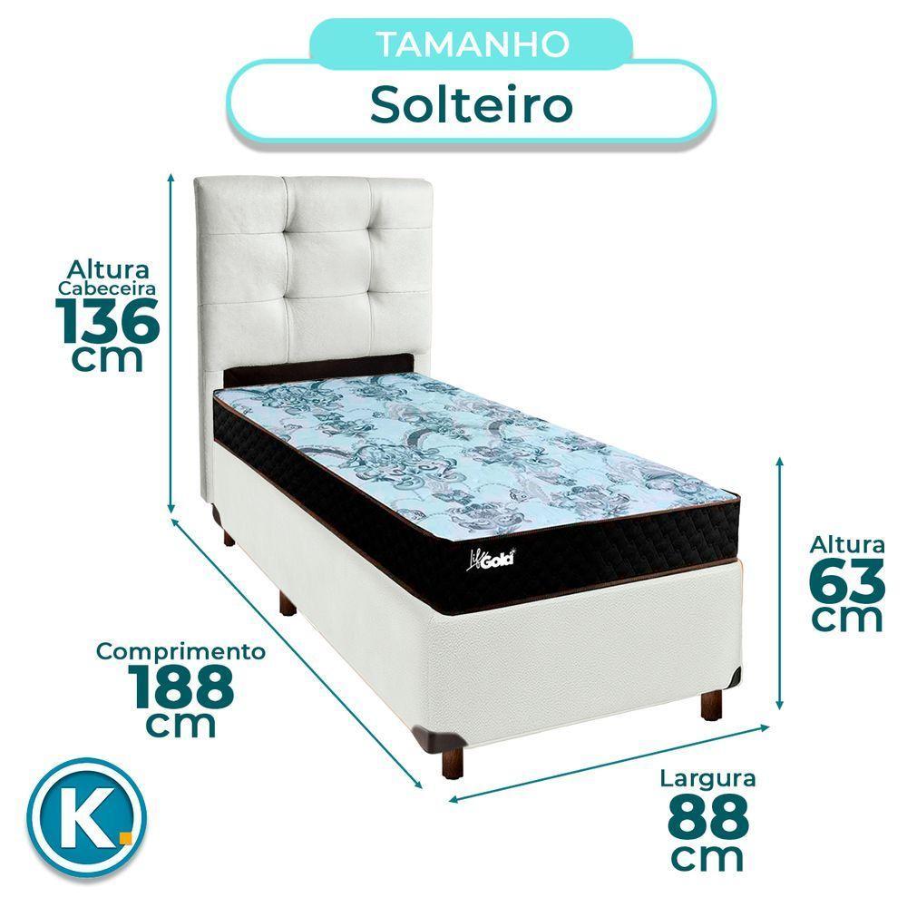 Cama + Box Branco E Colchão Molas Ensacadas Solteiro - Life Gold Paropas + Cabeceira - 3