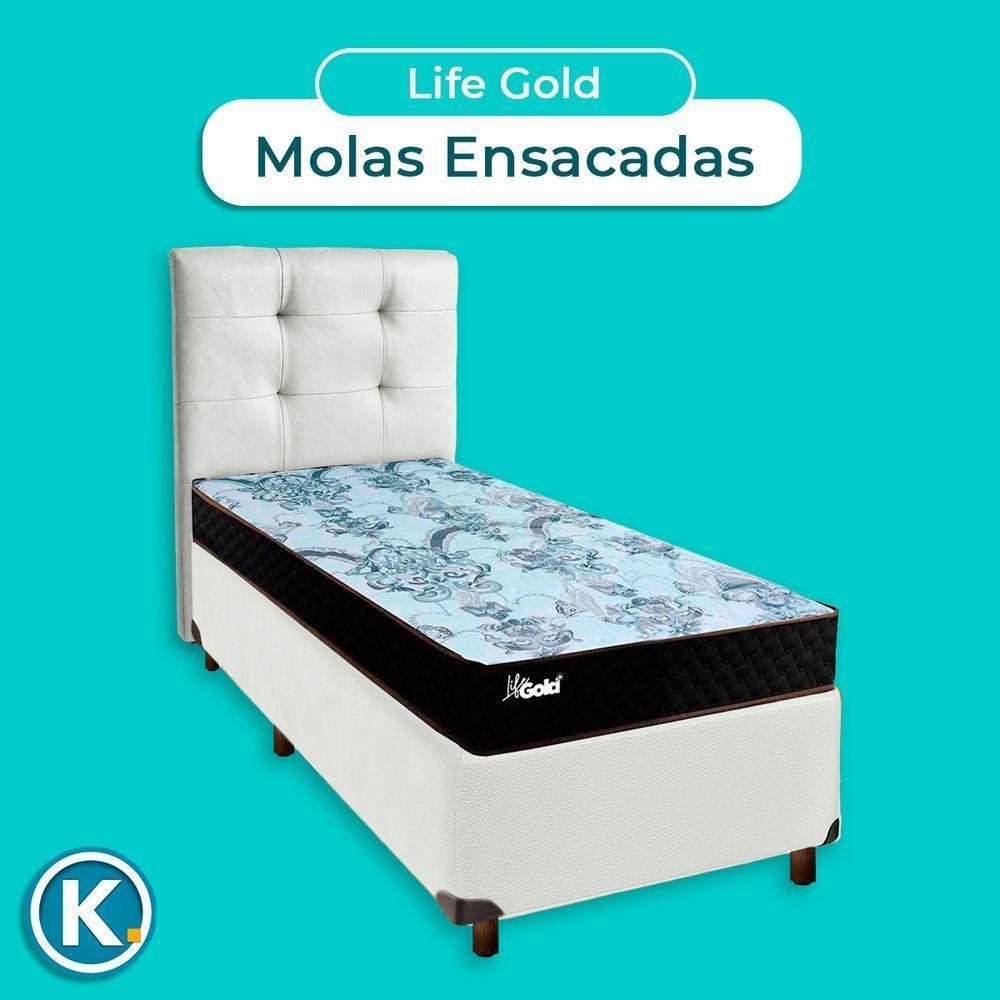Cama + Box Branco E Colchão Molas Ensacadas Solteiro - Life Gold Paropas + Cabeceira - 4