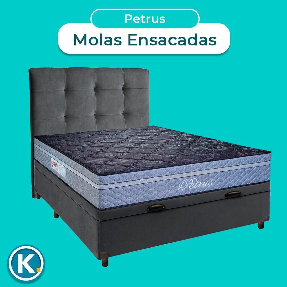 Conjunto Cama Box Bau Cinza Casal + Colchão Molas Ensacadas Petrus Paropas + Cabeceira - 4