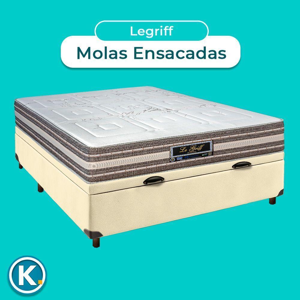 Conjunto Cama Box Bau Bege Casal + Colchão Molas Ensacadas Legriff Sankonfort - 4