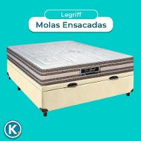 Conjunto Cama Box Bau Bege Casal + Colchão Molas Ensacadas Legriff Sankonfort