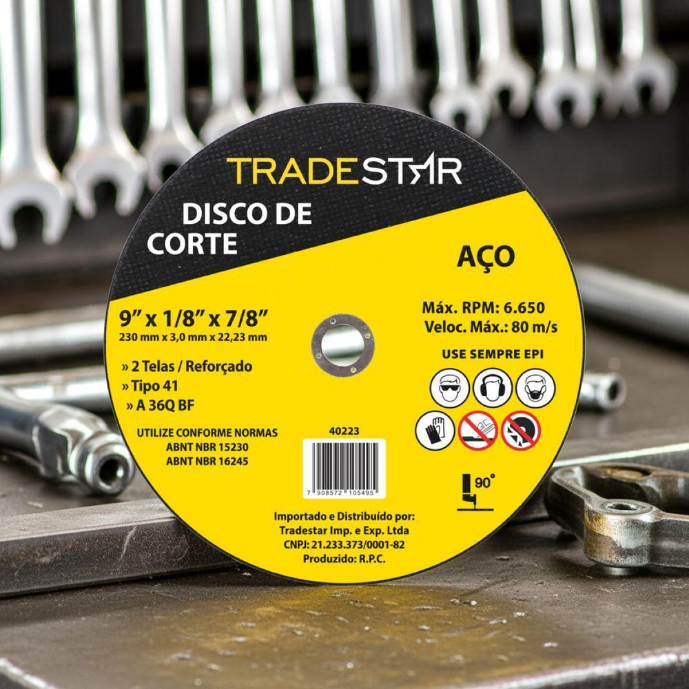 Disco De Corte 230x3,0 Mm 2 Telas Furo 22,23mm Aço Tradestar - 2