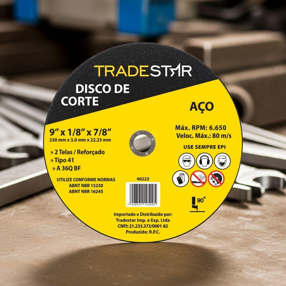Disco De Corte 230x3,0 Mm 2 Telas Furo 22,23mm Aço Tradestar - 4