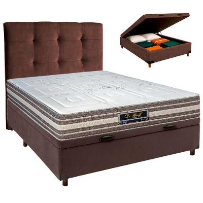 Cama Box Bau + Colchão Casal Molas Ensacadas Legriff Sankonfort + Cabeceira Estofada