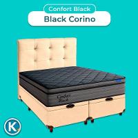 Baú Begetiza + Cabeceira+colchão Casal Confort Black Ortobom