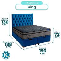Baú Azul + Cabeceira + Colchão King Confort Black Ortobom - 3