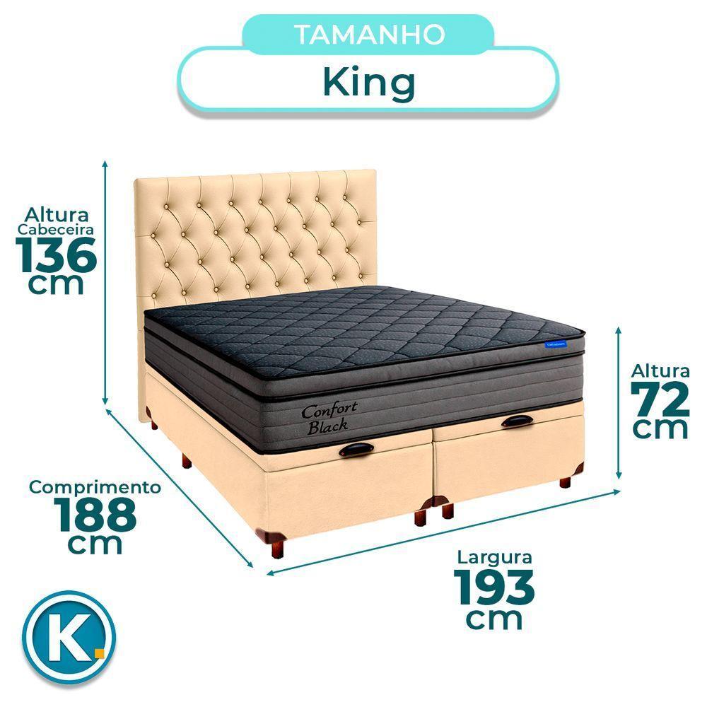 Baú Begetiza + Cabeceira +colchão King Confort Black Ortobom - 3