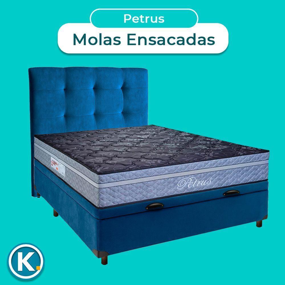 Conjunto Cama Box Bau Blindado Casal + Colchão Molas Ensacadas Petrus Paropas + Cabeceira - 4