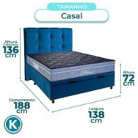 Conjunto Cama Box Bau Blindado Casal + Colchão Molas Ensacadas Petrus Paropas + Cabeceira - 3