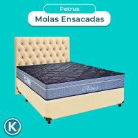 Cama + Box Bege E Colchão Molas Ensacadas Casal - Petrus Paropas + Cabeceira - 3