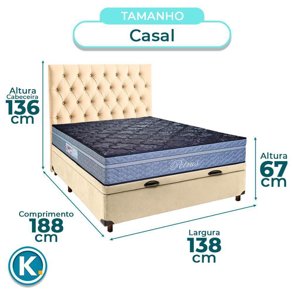 Conjunto Cama Box Bau Perola Casal + Colchão Molas Ensacadas Petrus Paropas + Cabeceira - 3