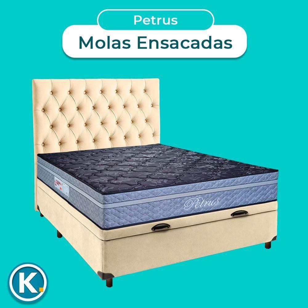 Conjunto Cama Box Bau Perola Casal + Colchão Molas Ensacadas Petrus Paropas + Cabeceira - 4
