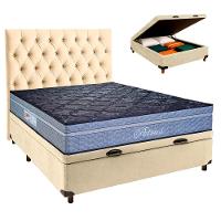 Conjunto Cama Box Bau Perola Casal + Colchão Molas Ensacadas Petrus Paropas + Cabeceira - 1
