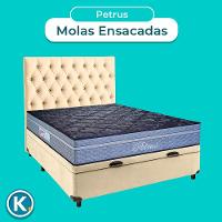 Conjunto Cama Box Bau Perola Casal + Colchão Molas Ensacadas Petrus Paropas + Cabeceira