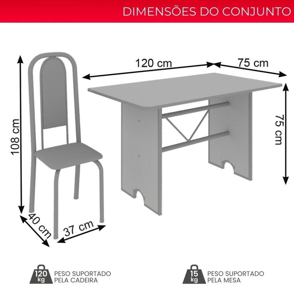Conjunto De Mesa Tubular 4 Cadeiras 120x75cm Mart Perola Com Tampo Em Granito Ocre Letícia 070 - Tudo De Móveis Botanic Bege - 2