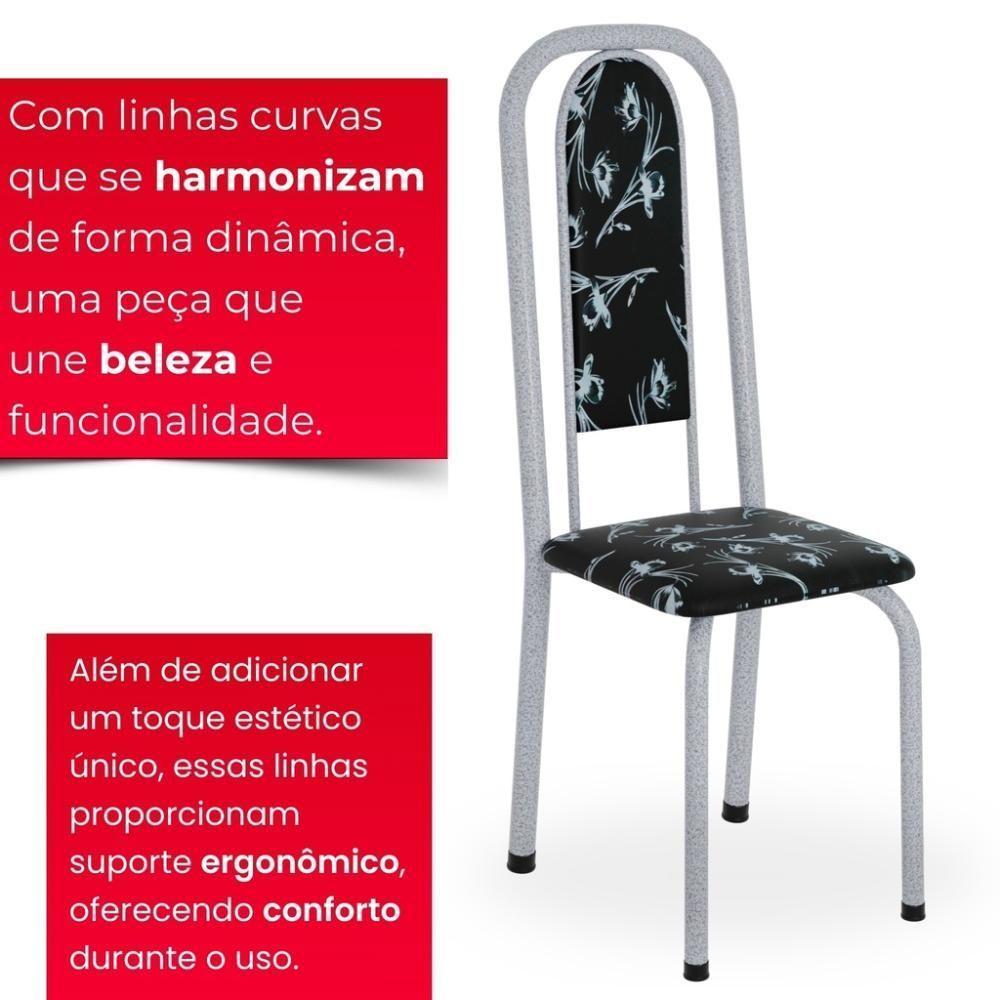 Conjunto De Mesa Tubular 4 Cadeiras 120x75cm Mart Perola Com Tampo Em Granito Ocre Letícia 070 - Tudo De Móveis Botanic Bege - 6