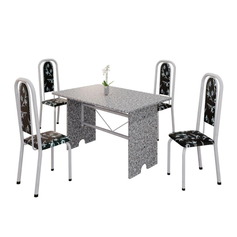Conjunto De Mesa Tubular 4 Cadeiras 120x75cm Mart Perola Com Tampo Em Granito Ocre Letícia 070 - Tudo De Móveis Botanic Bege - 8