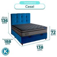 Baú Azul + Cabeceira + Colchão Casal Confort Black Ortobom - 3