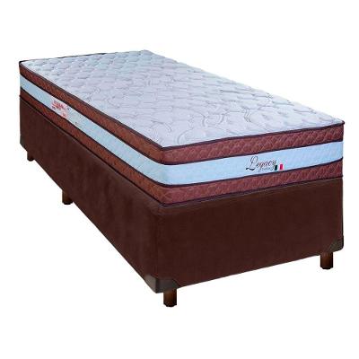 Cama + Box Marrom E Colchão Molas Ensacadas Solteiro - Legaccy Paropas