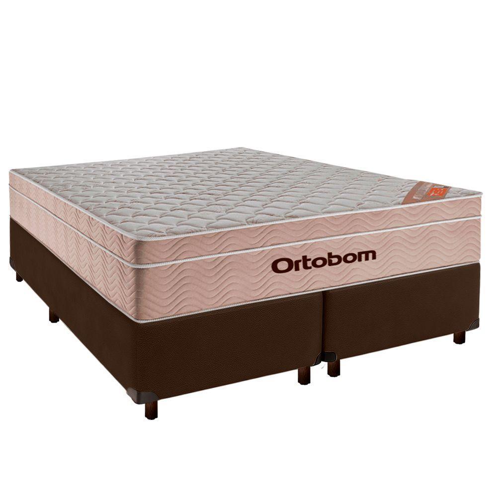 Cama Box Marrom Queen + Colchão Molas Ensacadas Airtech Ortobom - 1